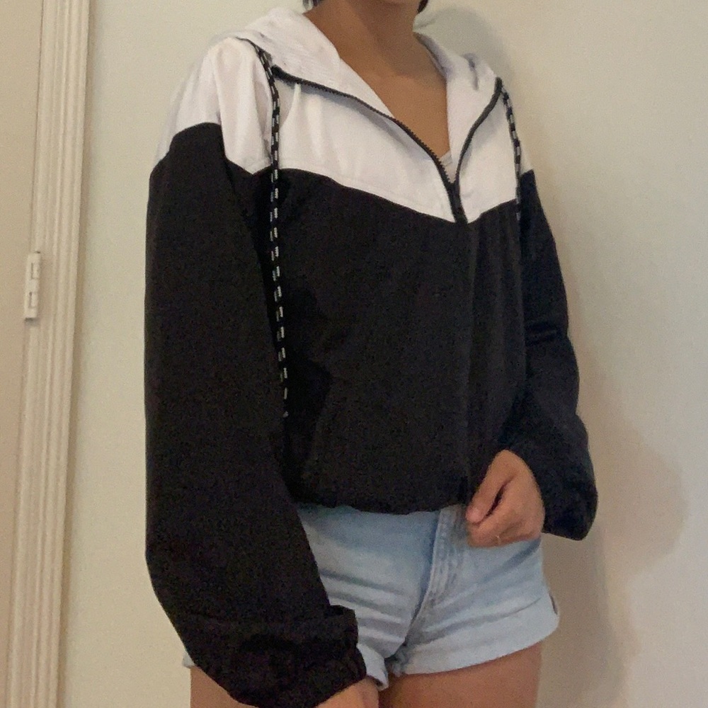 Forever 21 Black + white colorblock windbreaker